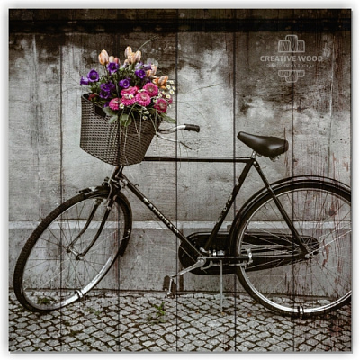 Картины Велосипеды - Велосипед с букетом, Велосипеды, Creative Wood